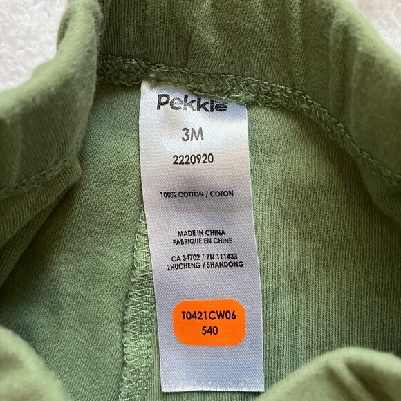 Pekkle Baby Pants 3M Olive Green Dinosaur Knee Print Joggers GUC - Picture 5 of 11